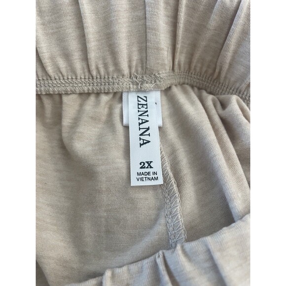 Zenana Elastic Waist Wide Leg Neutral Cream Lounge Pants Size 2X - Picture 5 of 5